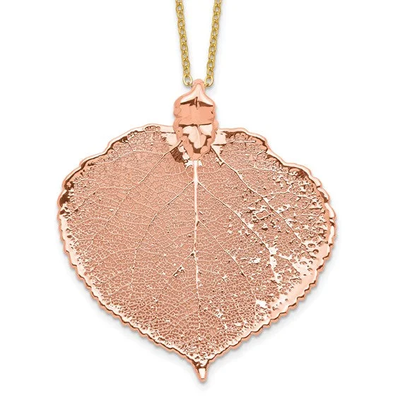 custom name necklaces for women -24k Rose Gold Dipped Aspen Leaf Gold-Plated Necklace