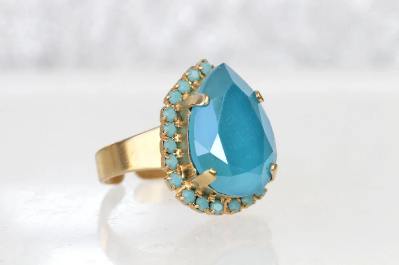 vintage wedding rings for women -TURQUOISE CRYSTAL RING