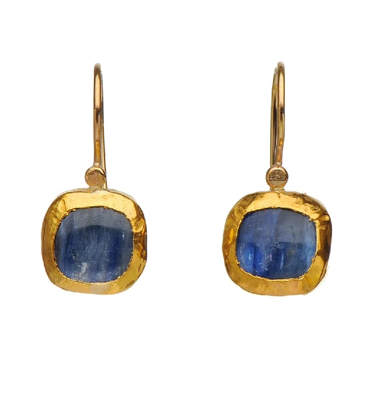 gemstone hoop earrings for women -Mediterranean Blue Kyanite Earrings