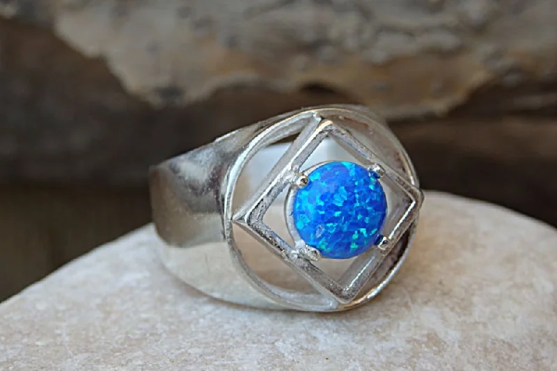 custom engagement rings for women -Blue Ring Men