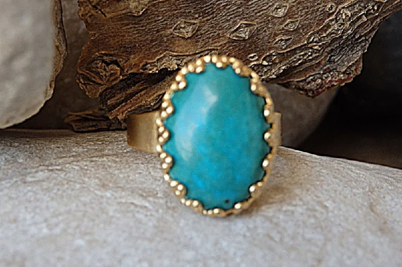 custom promise wedding rings -Adjustable Turquoise Ring