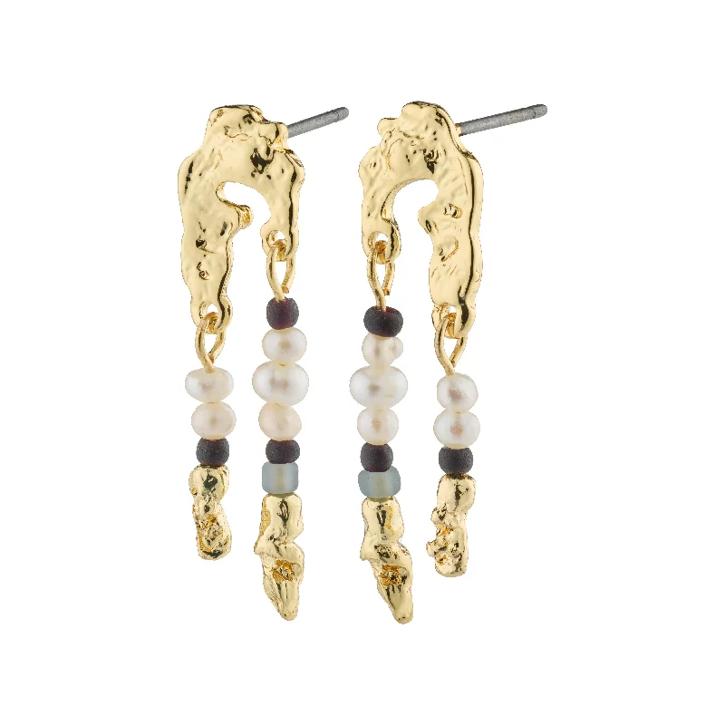 gemstone drop earrings for women -NIYA earrings multi-coloured/gold-plated