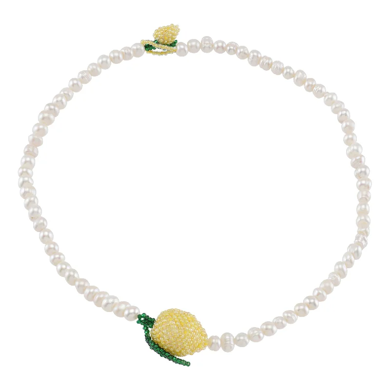 handmade necklaces for women -Pearly Lemon Necklace