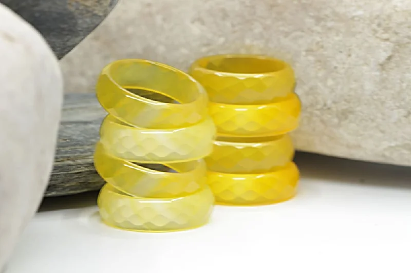 gemstone wedding rings -Yellow Agate Ring