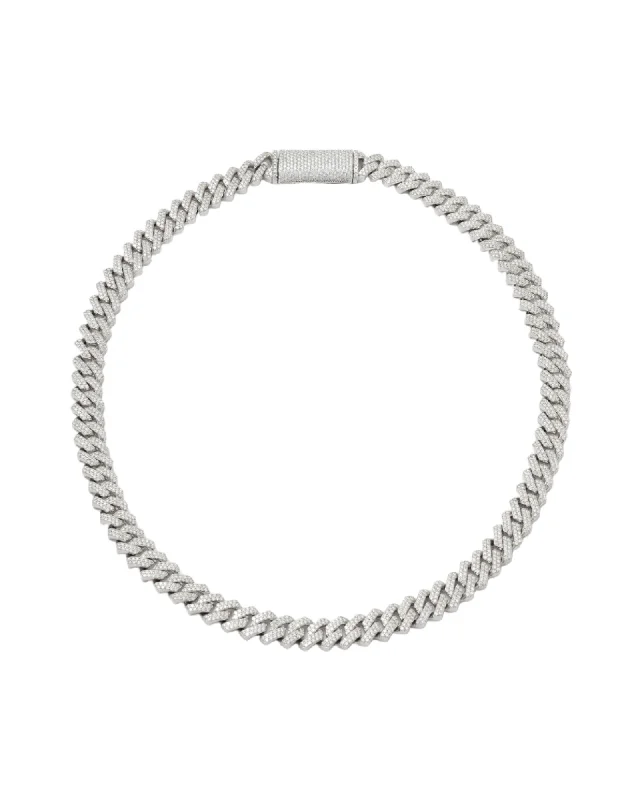 affordable necklaces for women -10mm Prong Pavé Rhodium coated Silver Necklace w. Moissanite