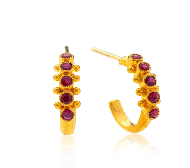 gold drop earrings for women -Nava Zahavi Yellow Gold Gypsy Zambian Ruby Earrings