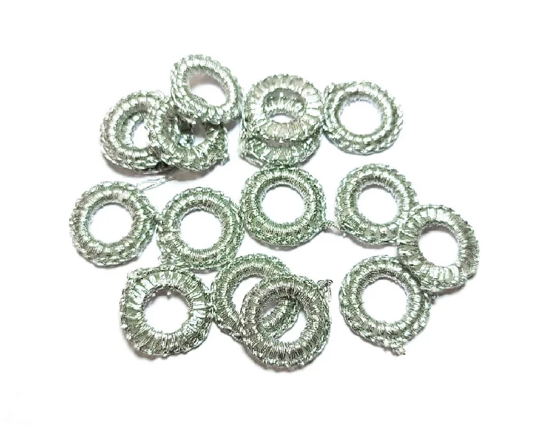 trendy wedding rings for women -Silver Zari Thread Crochet Rings