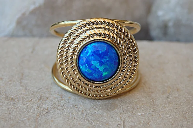 stackable engagement rings for women -Circular opal Ring