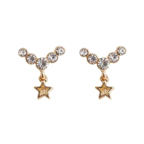 oversized earrings for women -Dangle Crystal Rhinestone Star Invisible Clip On Earrings