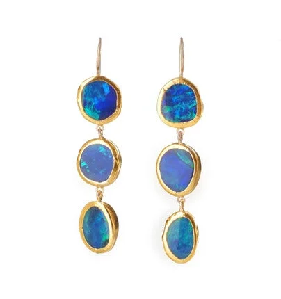 oversized earrings for women -Nava Zahavi Yellow Gold Long Opal Earrings