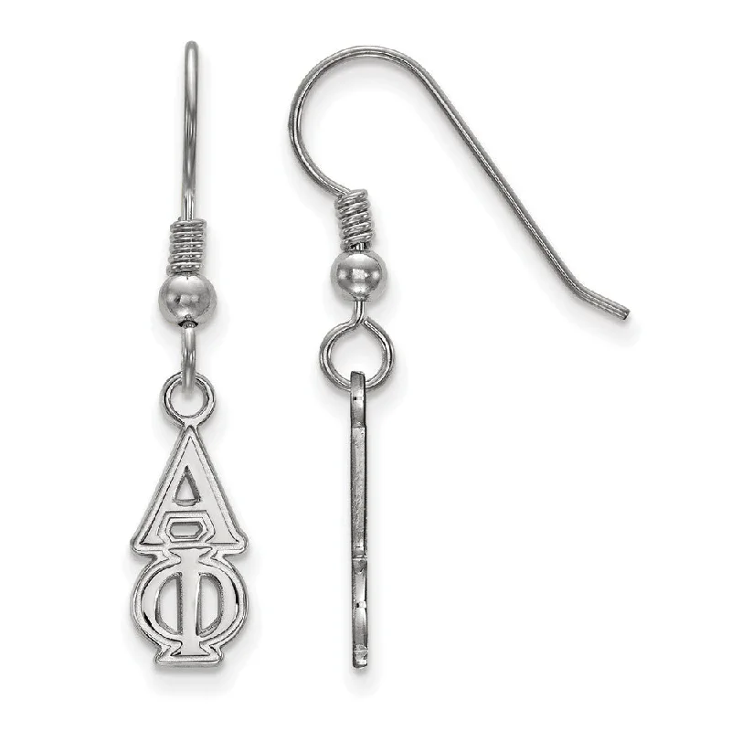 delicate earrings for women -Sterling Silver Small Alpha Phi Dangle Earrings