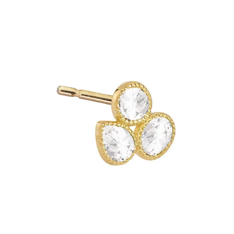 statement earrings for weddings -Mosaik Ear Stud White Topaz - 18k Gold