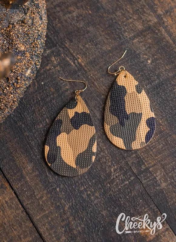 gold hoop earrings for women -Ready To Hunt Camo Earrings