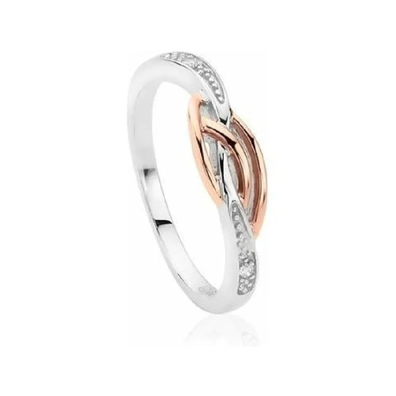 luxury engagement rings for women -Silver & 9ct Rose Gold Eternal Love Affinity Diamond Set Stacking Ring