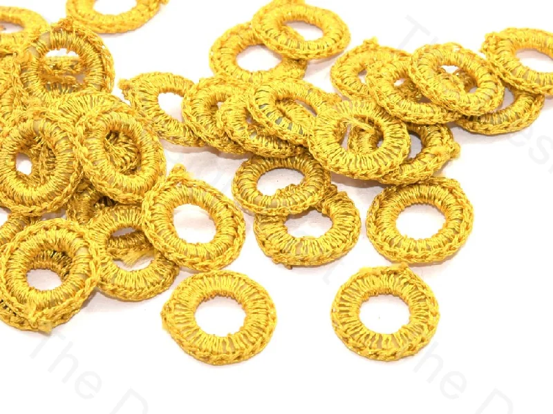 luxurious wedding rings for women -Bright Yellow Small Round Crochet Thread Rings