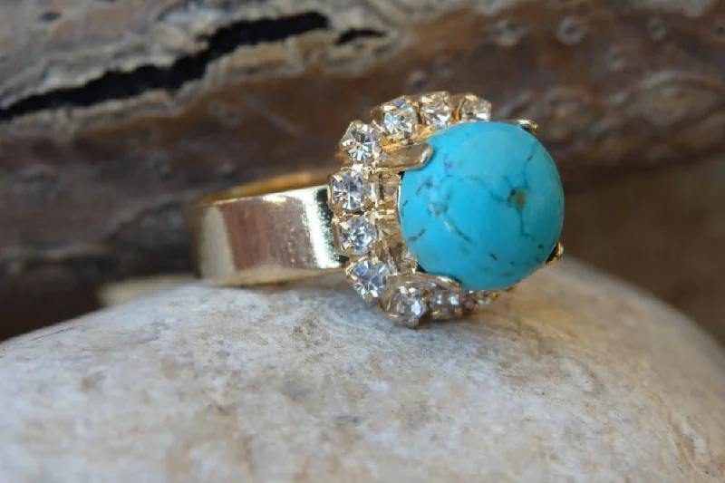 statement gemstone rings for women -Turquoise Stone Ring