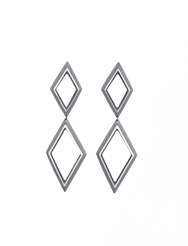 statement earrings for weddings -Eclipse Faceted Diamond Earrings - double