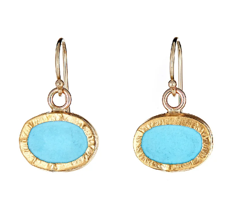 personalized earrings for women -Nava Zahavi Yellow Gold Turuoise Earrings