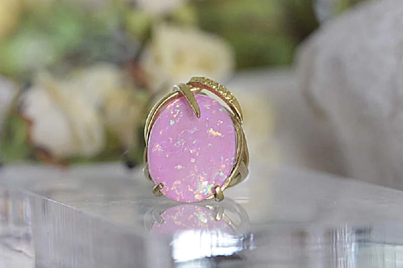 custom promise rings -Pink Opal Ring