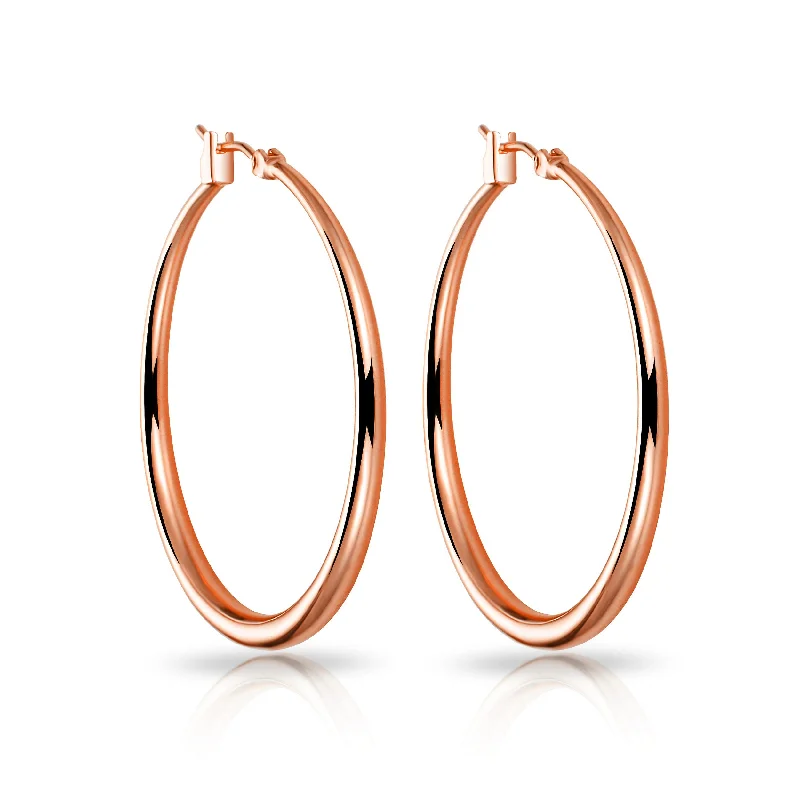 simple gold stud earrings -Rose Gold Plated 40mm Hoop Earrings