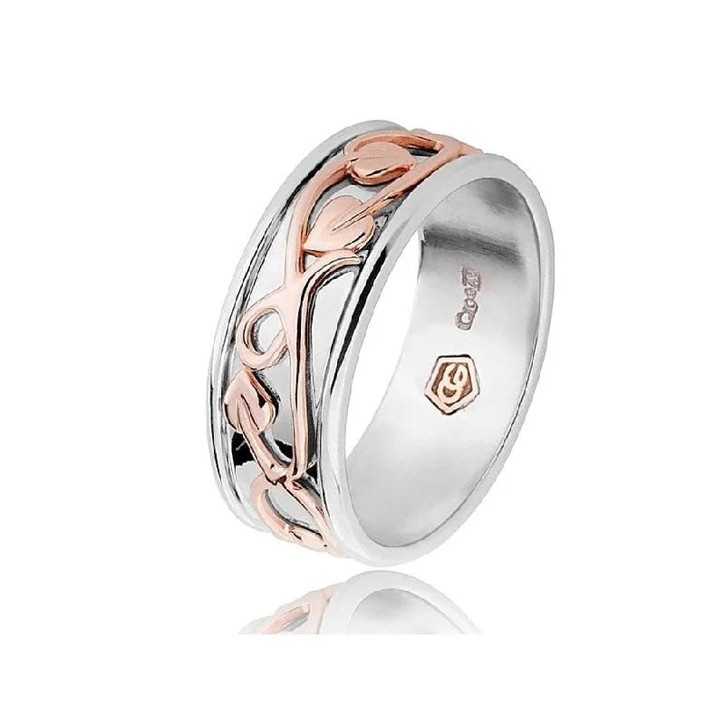 promise rings for women -Silver and 9ct Rose Gold Tree of Life Ring