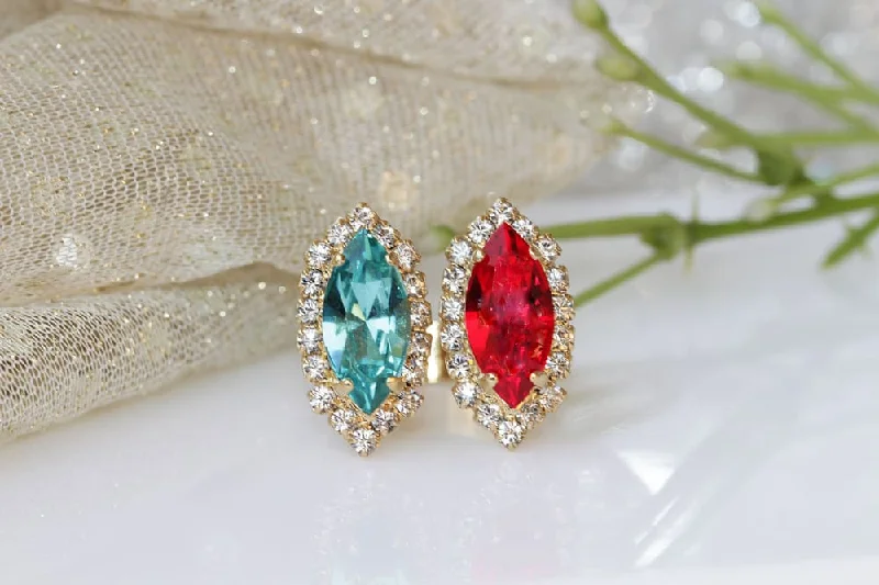 unique wedding rings for women -RED And BLUE RING