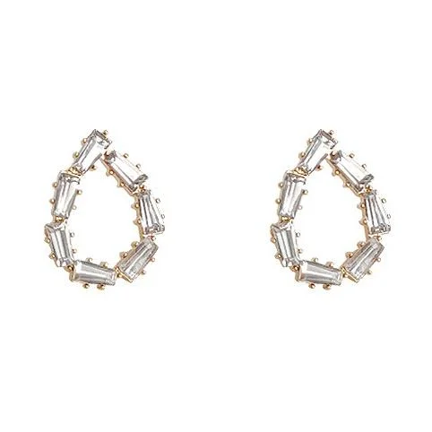 designer earrings for women -Terdrop Small Crystal Rhinestone Invisible Clip On Earrings