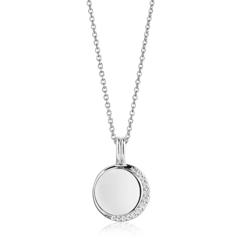 stylish necklaces for women -Portofino round Silver Necklace w. White Zirconias