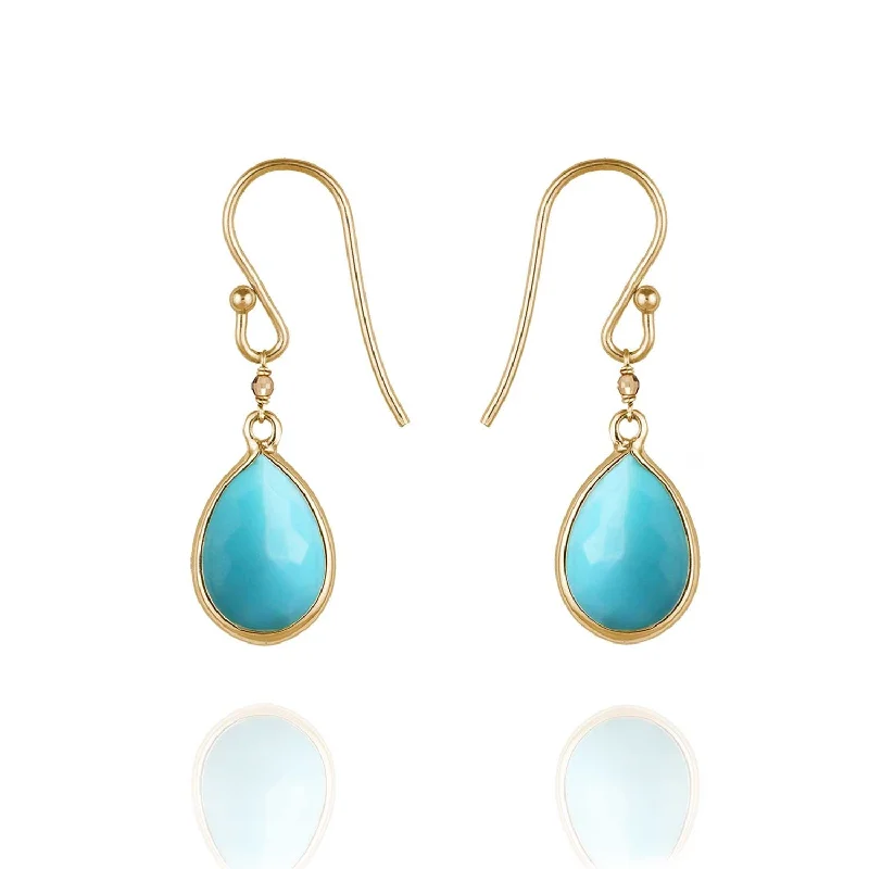 pearl drop earrings for women -Precious Drop Earrings Turquoise - 18k Gold