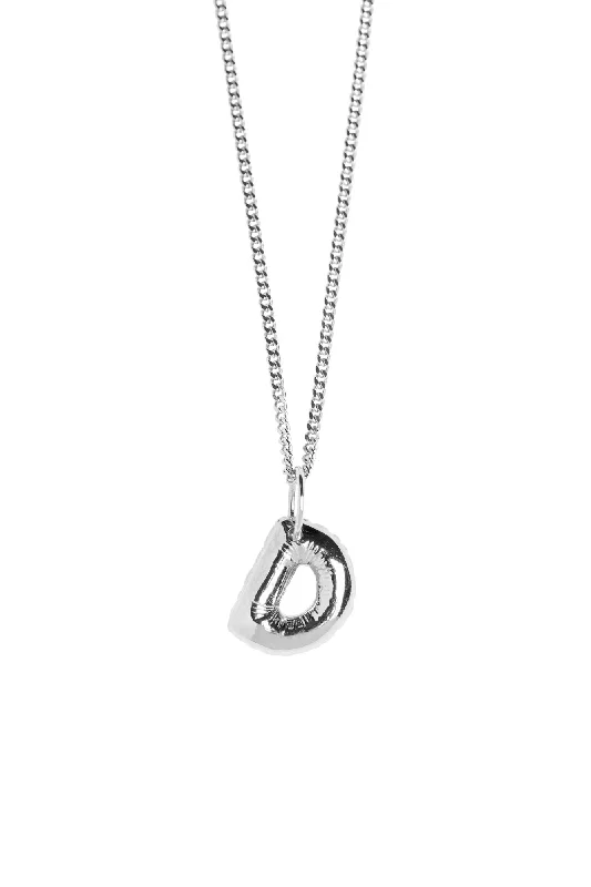 fashion statement necklaces -Letter D Silver Necklace