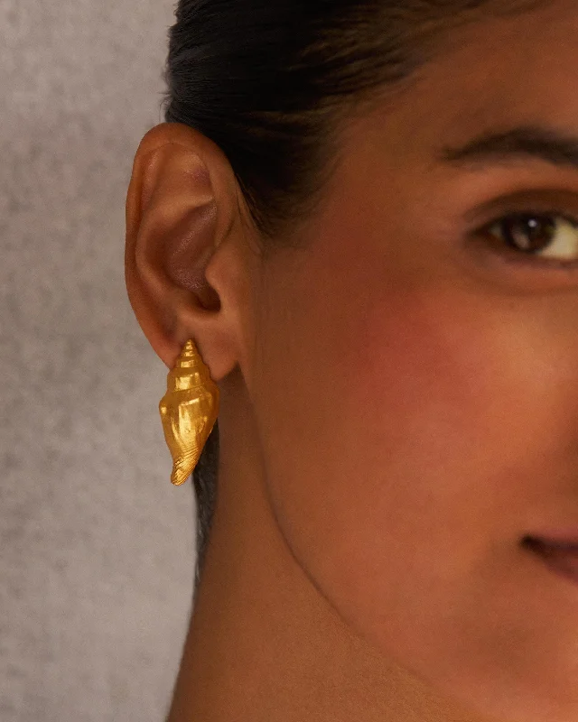 birthstone earrings for women -Coil Shell Earrings - Gold