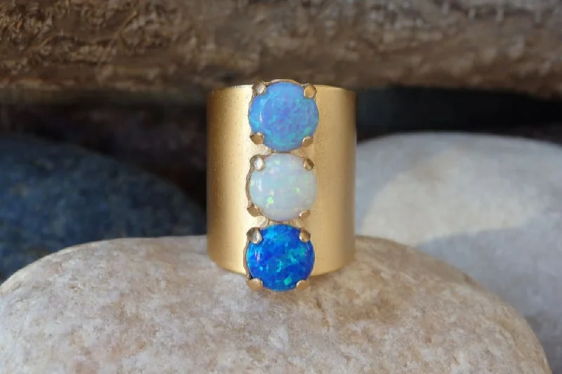 stackable rings for weddings -Opal Mother's Ring