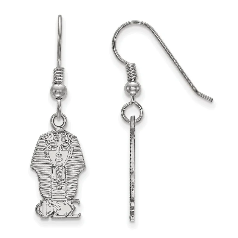 delicate drop earrings for women -Sterling Silver Phi Sigma Sigma Small Dangle Earrings