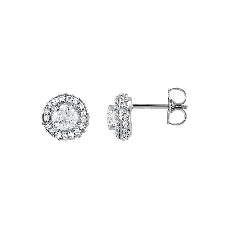 silver earrings for women -1 Cttw Diamond Entourage 8mm Post Earrings in 14k White Gold