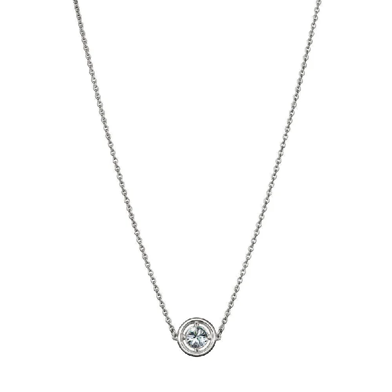 classic pearl necklaces for women -No 1 Solitaire 18K White Gold Necklace w. Diamond