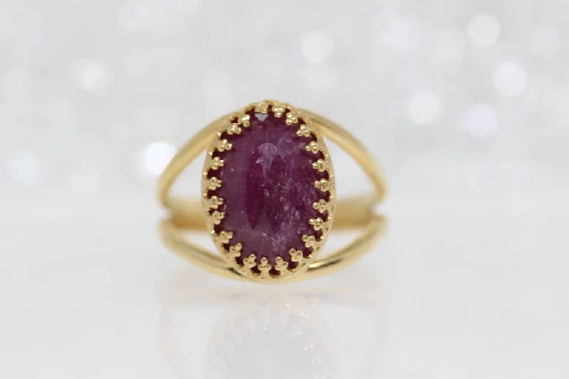 pear-shaped rings for women -Genuine Ruby Ring