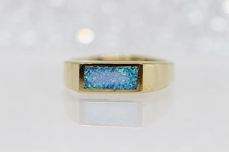 statement gemstone rings for women -Rectangle Opal Ring