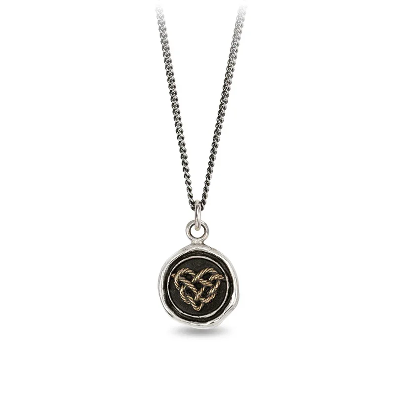 unique necklaces for women -Love Knot 14K Gold on Silver Talisman