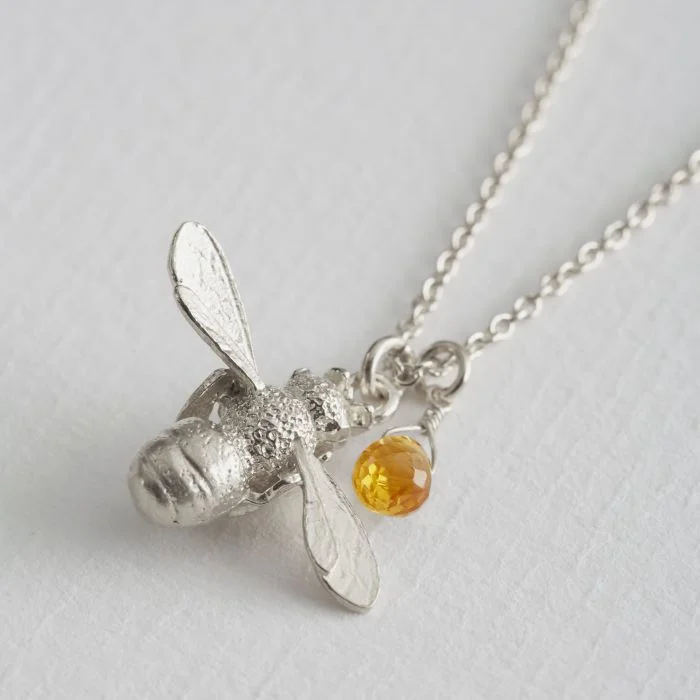 fashion necklaces for women -Honey Bee and Citrine Necklace