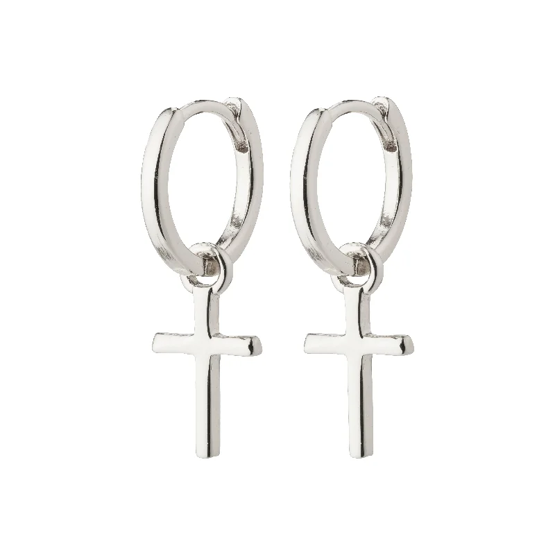 chandelier earrings for women -DAISY cross hoops silver-plated