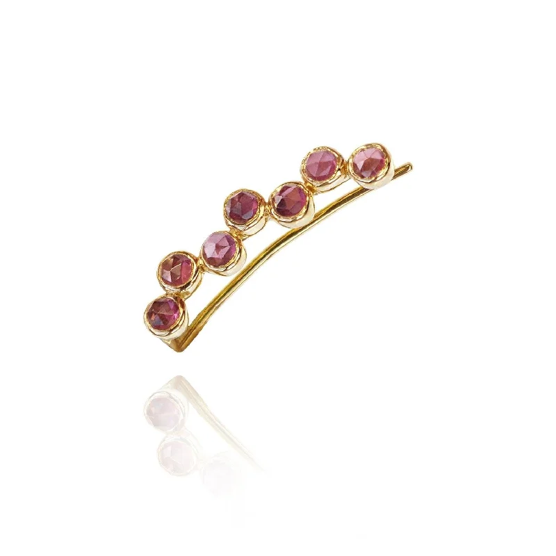 boho stud earrings for women -Ear Cuff Constellation Right - Pink Garnet 18k Gold