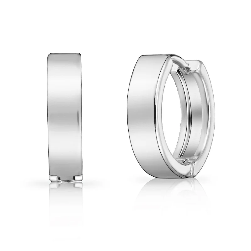 minimalist earrings for women -Silver Plated Huggie Earrings