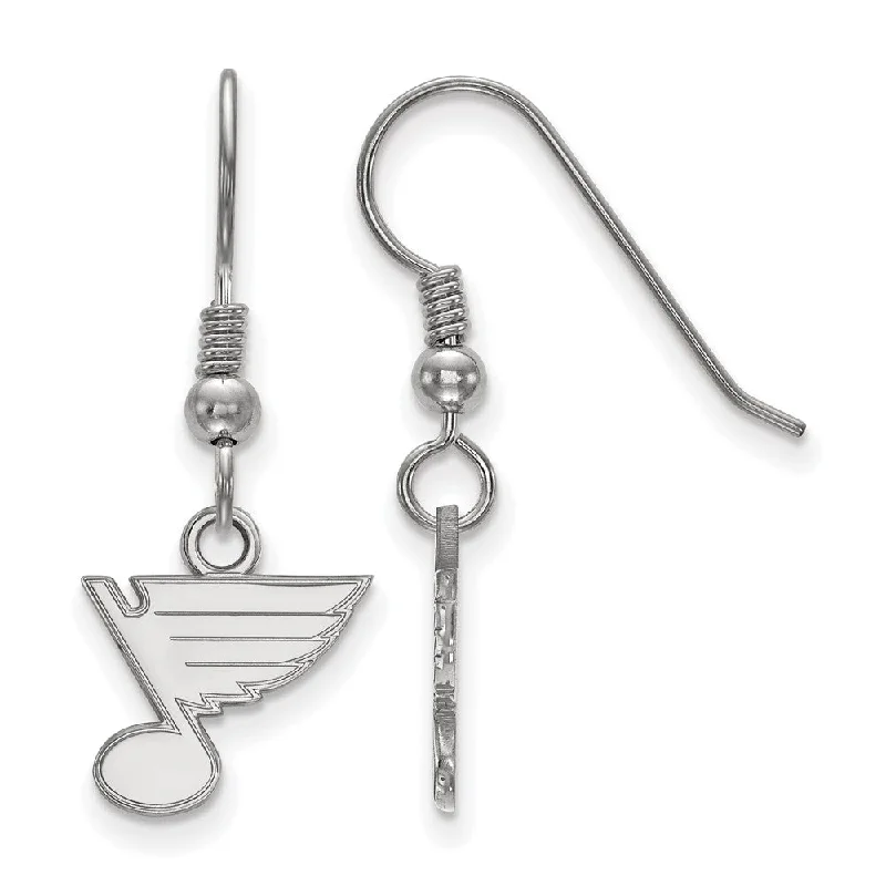 contemporary earrings for women -Sterling Silver NHL St. Louis Blues XS Dangle Earrings