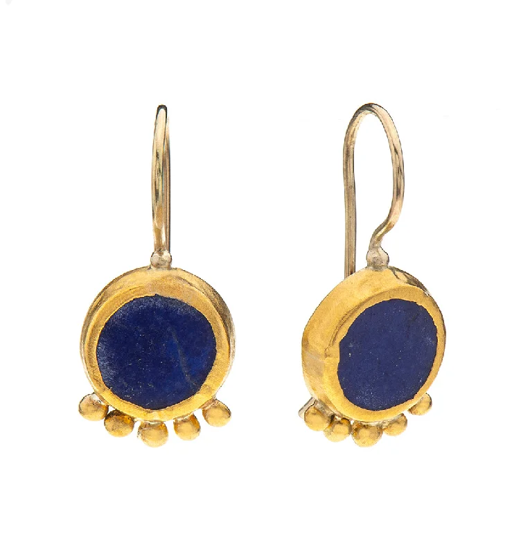 gold-plated earrings for women -Nava Zahavi Yellow Gold Lapis Birth Earrings