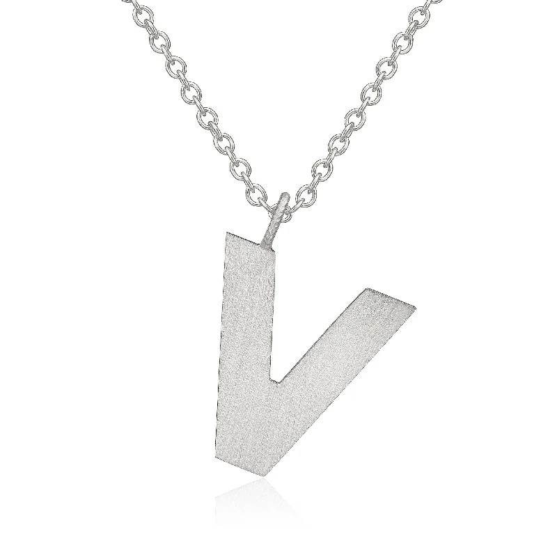 artistic necklaces for women -Letter V Silver Necklace