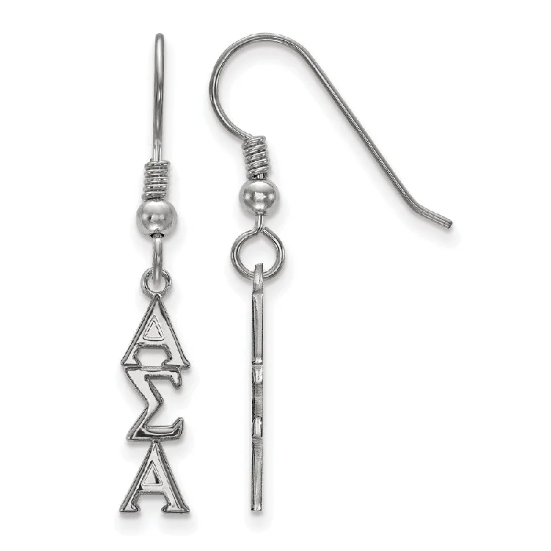 gemstone statement earrings for women -Sterling Silver Small Alpha Sigma Alpha Dangle Earrings