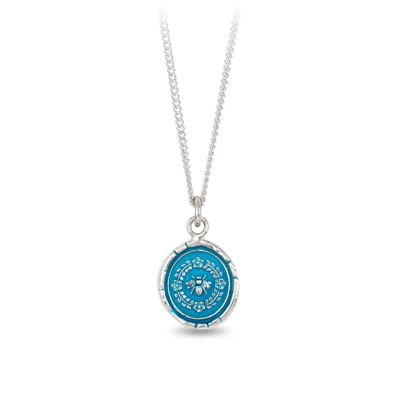 nature-inspired necklaces for women -Honeybee Talisman - Capri Blue