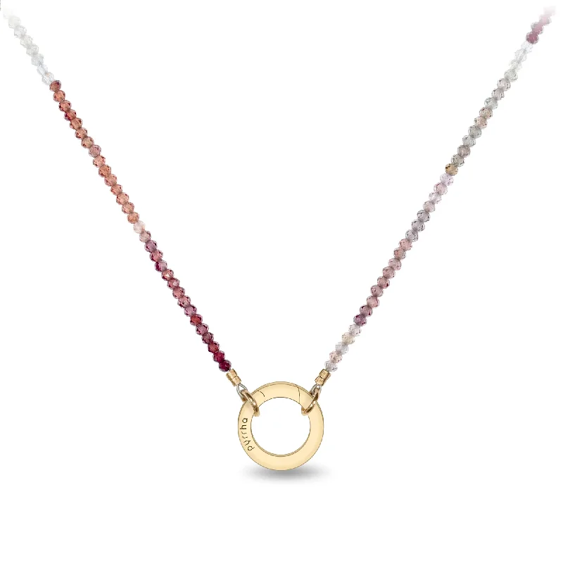 nature-inspired necklaces for women -14K Gold Faceted Stone Choker with Talisman Clip