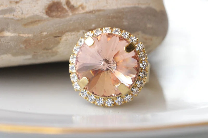 unique wedding rings for women -Morganite Crystal Ring