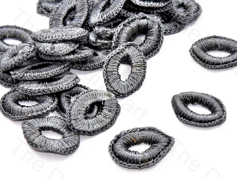 contemporary rings for women -Gray Oval Crochet Thread Rings